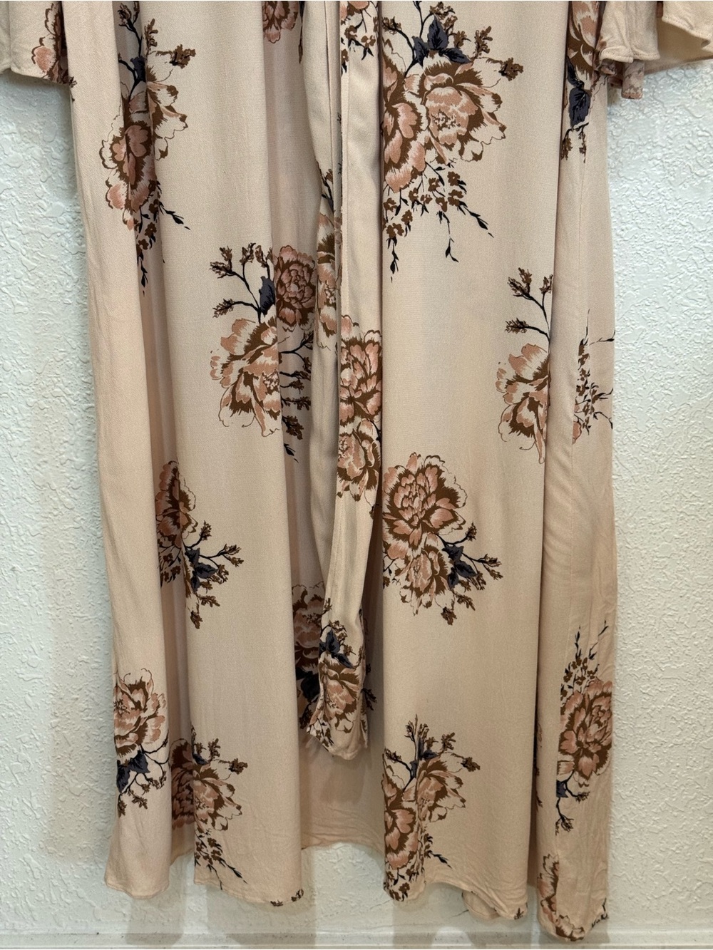 Free People Blush Beige Floral Maxi Dress with Tie Detail - Picture 2 of 8